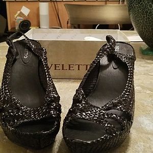 Veletto open toe slingbacks with block heel